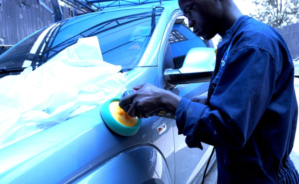 detailer buffing pick up truck